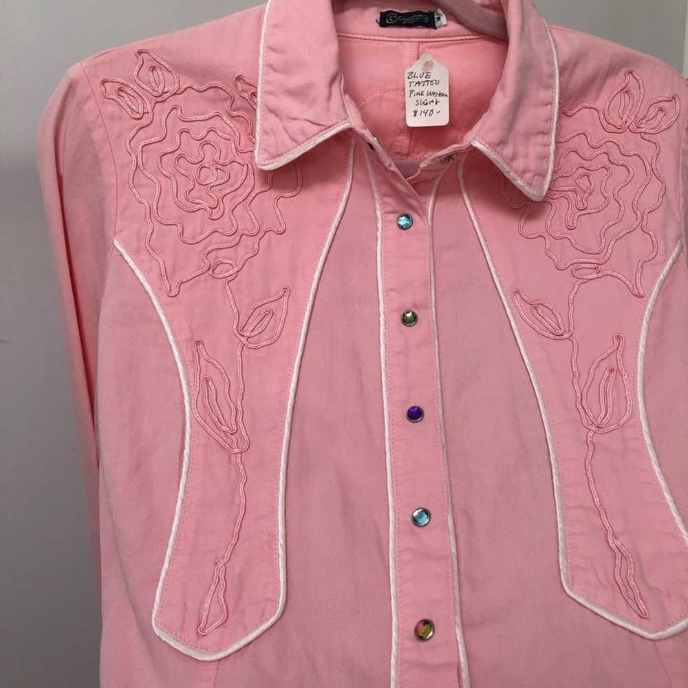 Blue Tattoo | Pink Skull Long Sleeve Button Down - image 4