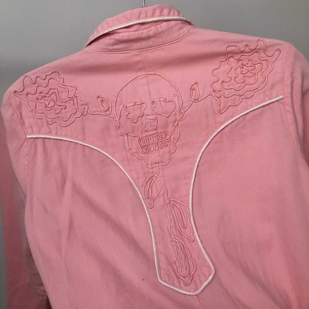 Blue Tattoo | Pink Skull Long Sleeve Button Down - image 7