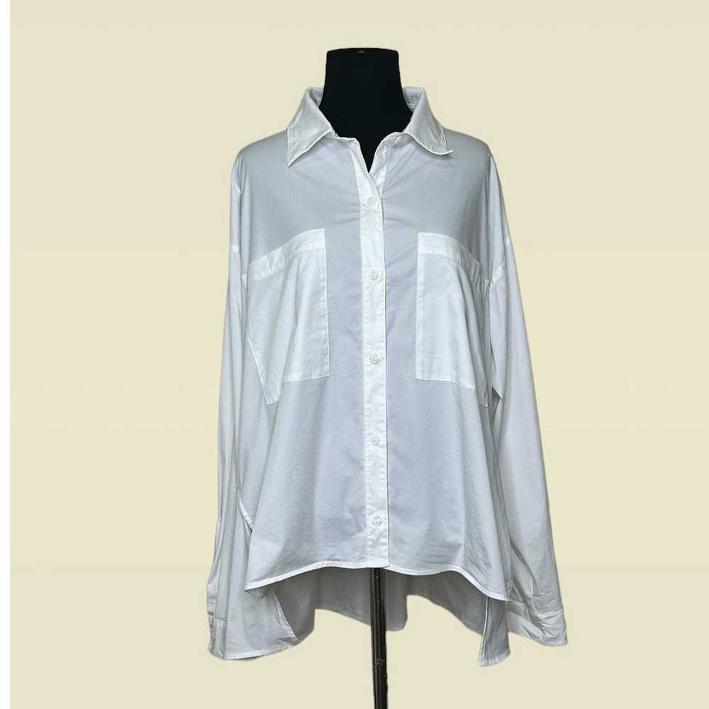 Stella Carakasi white long sleeves hi low button … - image 10
