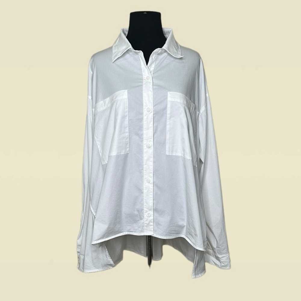 Stella Carakasi white long sleeves hi low button … - image 5