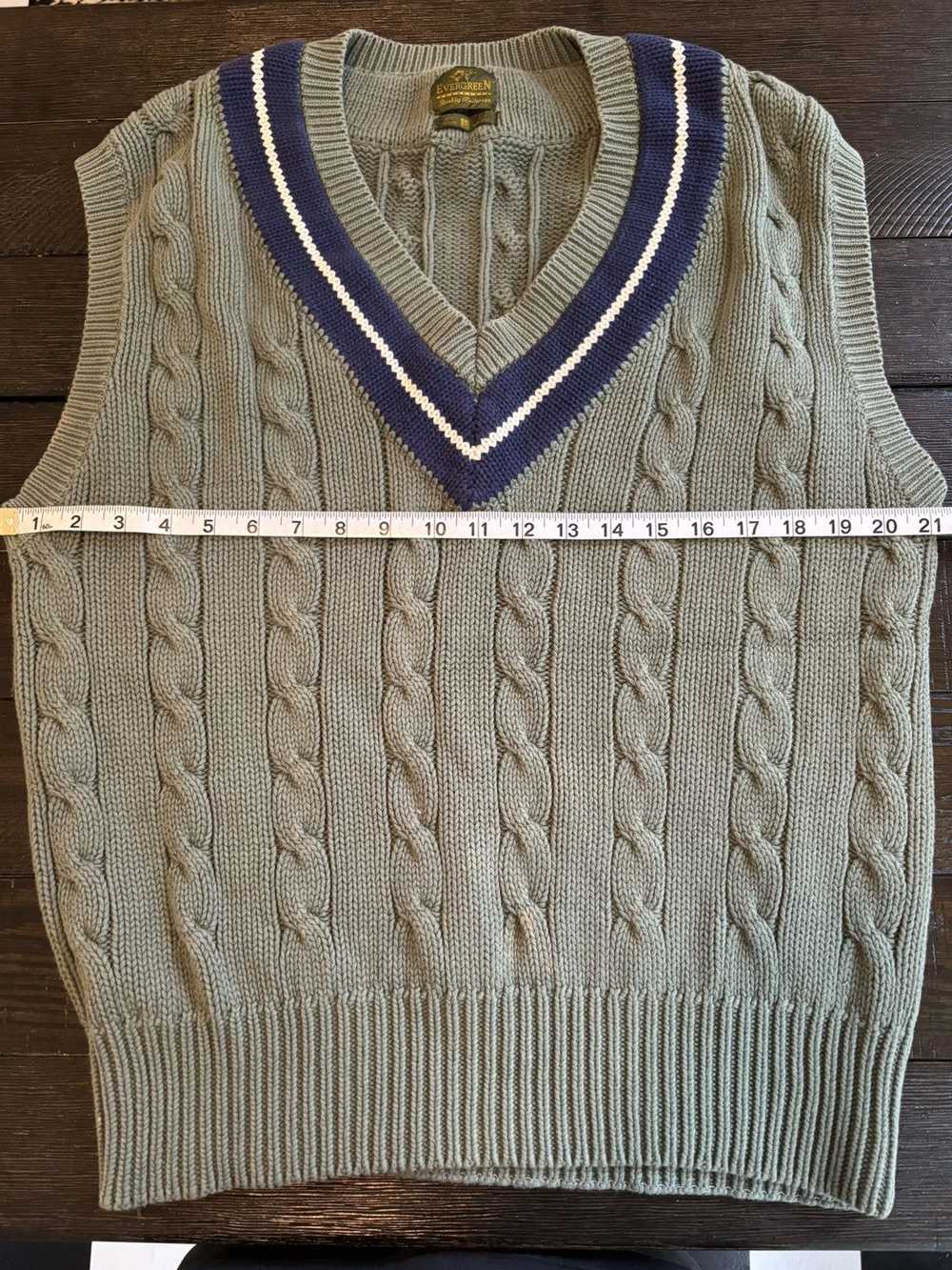 Vintage Vintage green cable knit v neck sweater v… - image 4