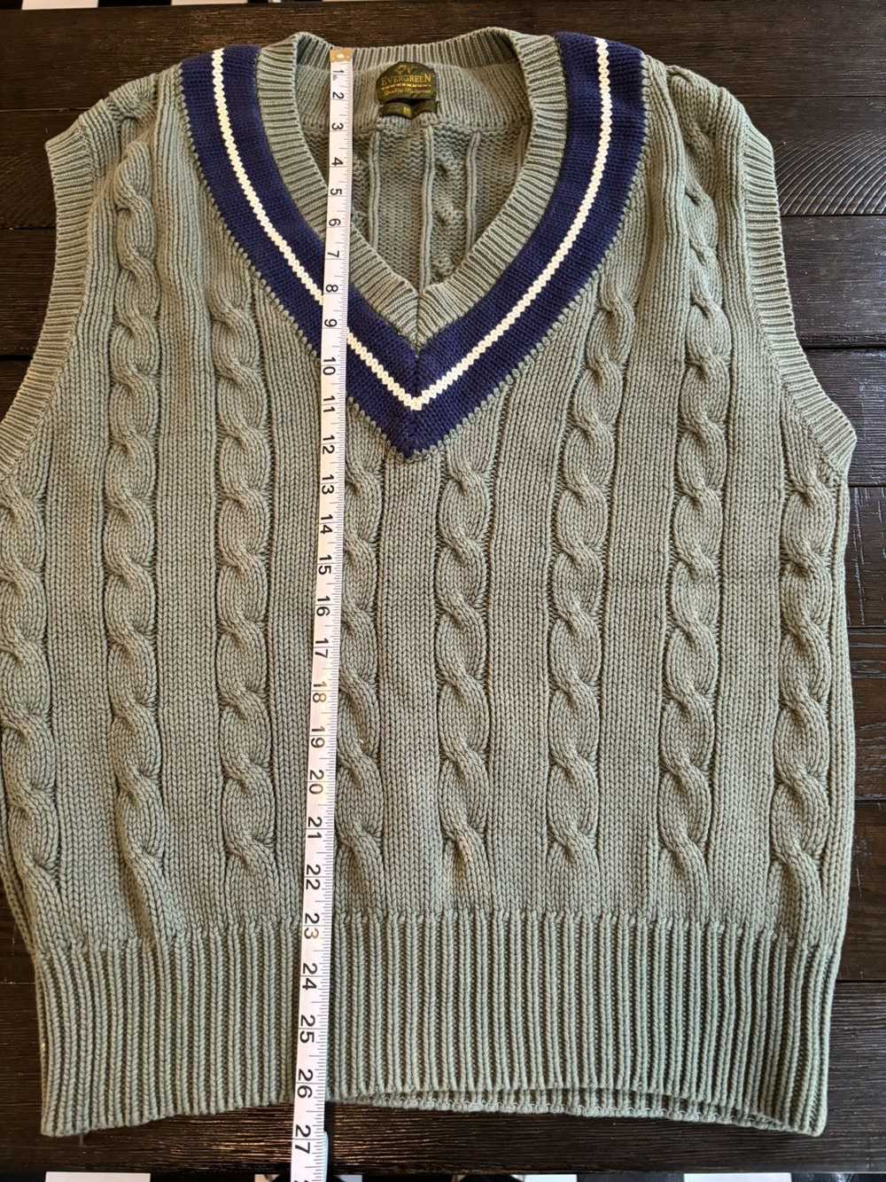 Vintage Vintage green cable knit v neck sweater v… - image 5