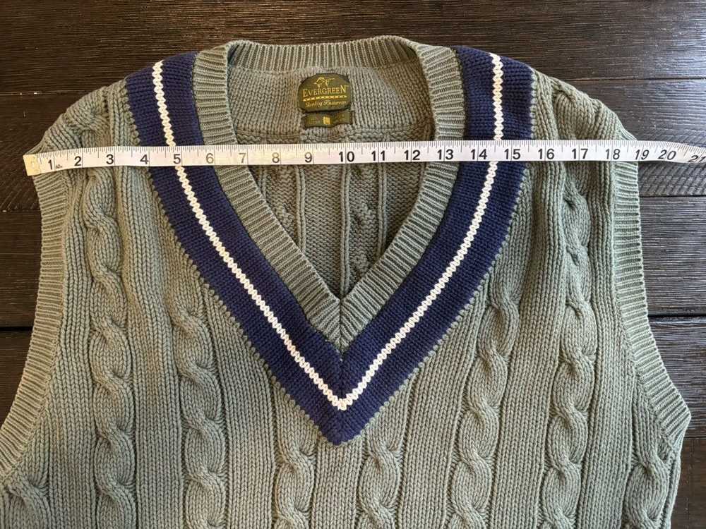 Vintage Vintage green cable knit v neck sweater v… - image 6