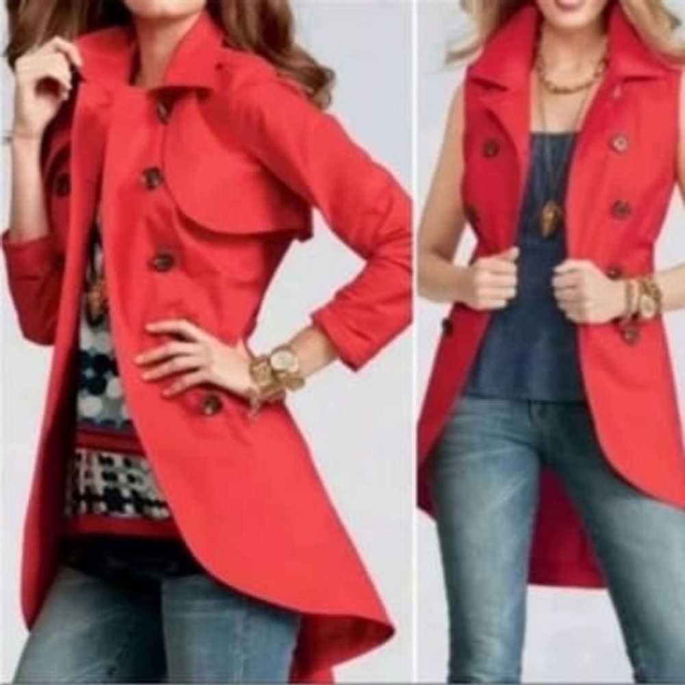 CAbi red convertible trench coat vest size 4 styl… - image 3
