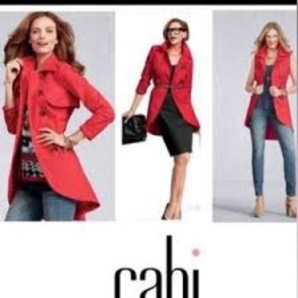 CAbi red convertible trench coat vest size 4 styl… - image 4