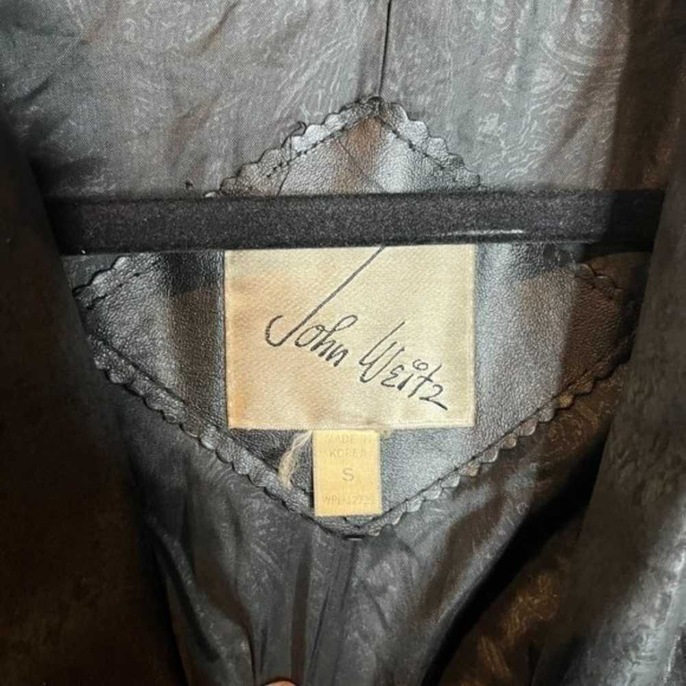 Vintage mixed media long leather trench jacket - image 4