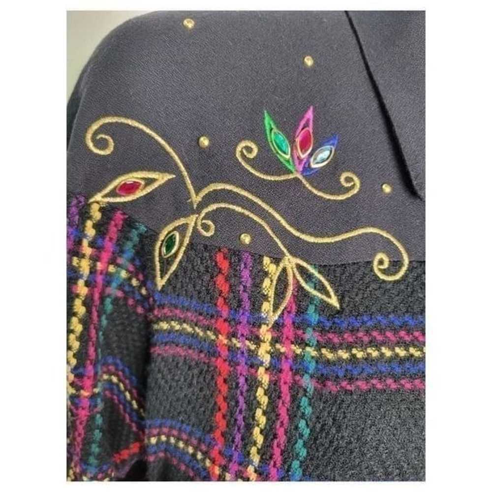Vintage 1990's Jeweled Rainbow Plaid Jacket - image 3