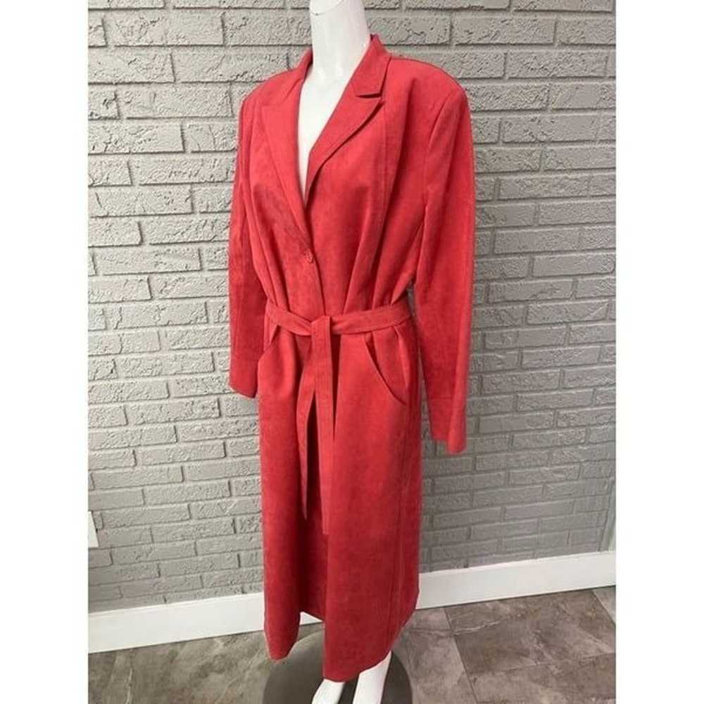 Vintage Ultra Suede Brand Fabric Women Coral Long… - image 2