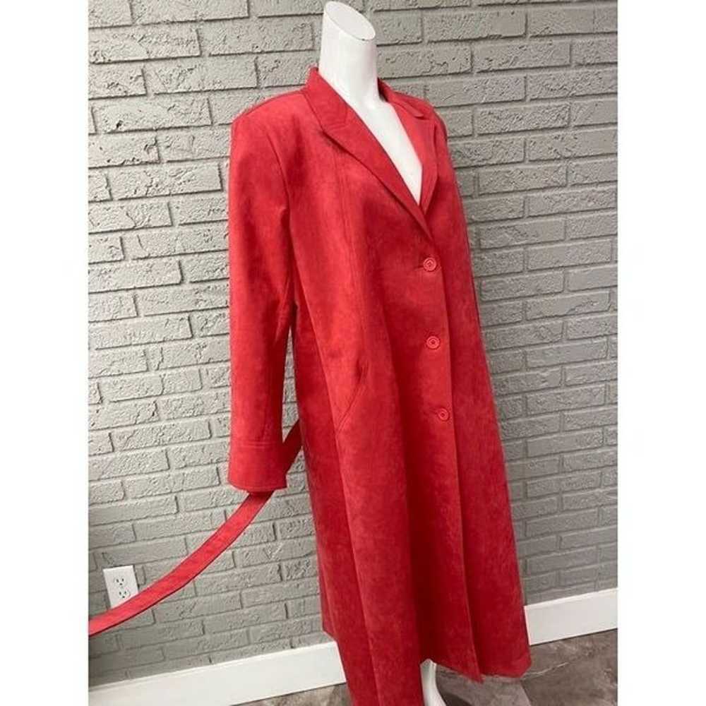 Vintage Ultra Suede Brand Fabric Women Coral Long… - image 4
