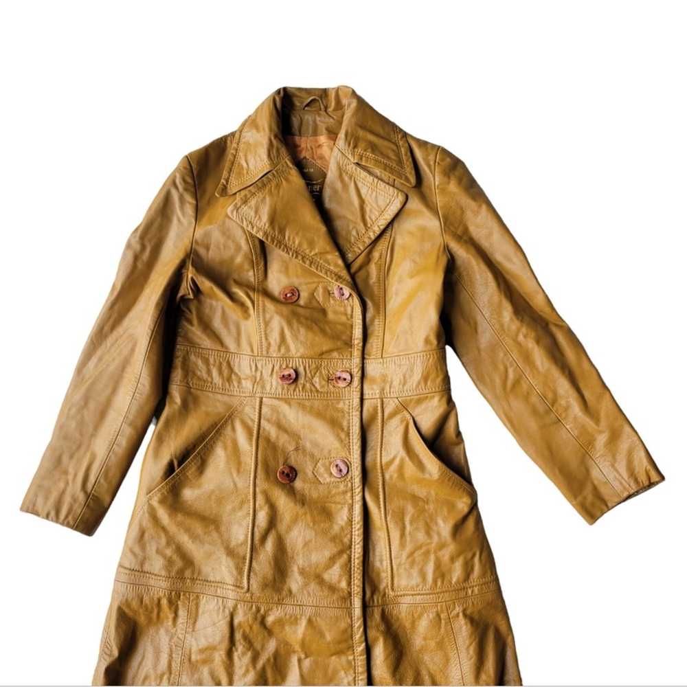 Vintage The Tannery Montgomery Ward Trench Leathe… - image 2