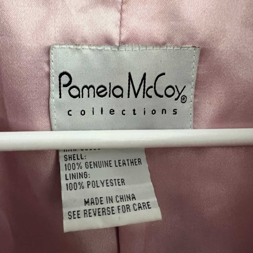 Pamela McCoy Pink Checkered Genuine Leather Moto … - image 3