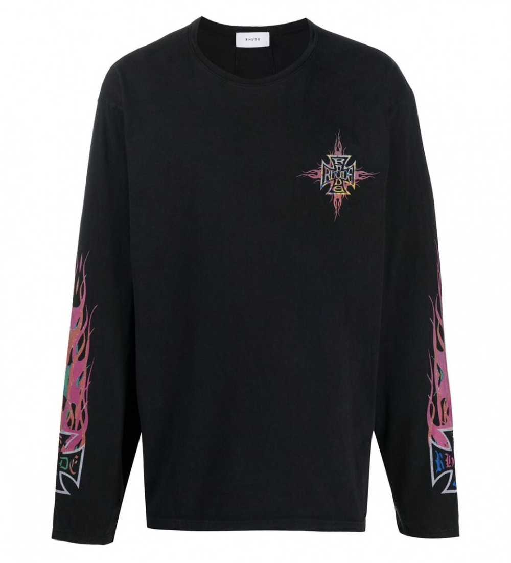 Rhude AW20 Neon Flames Long Sleeve Tee - image 1