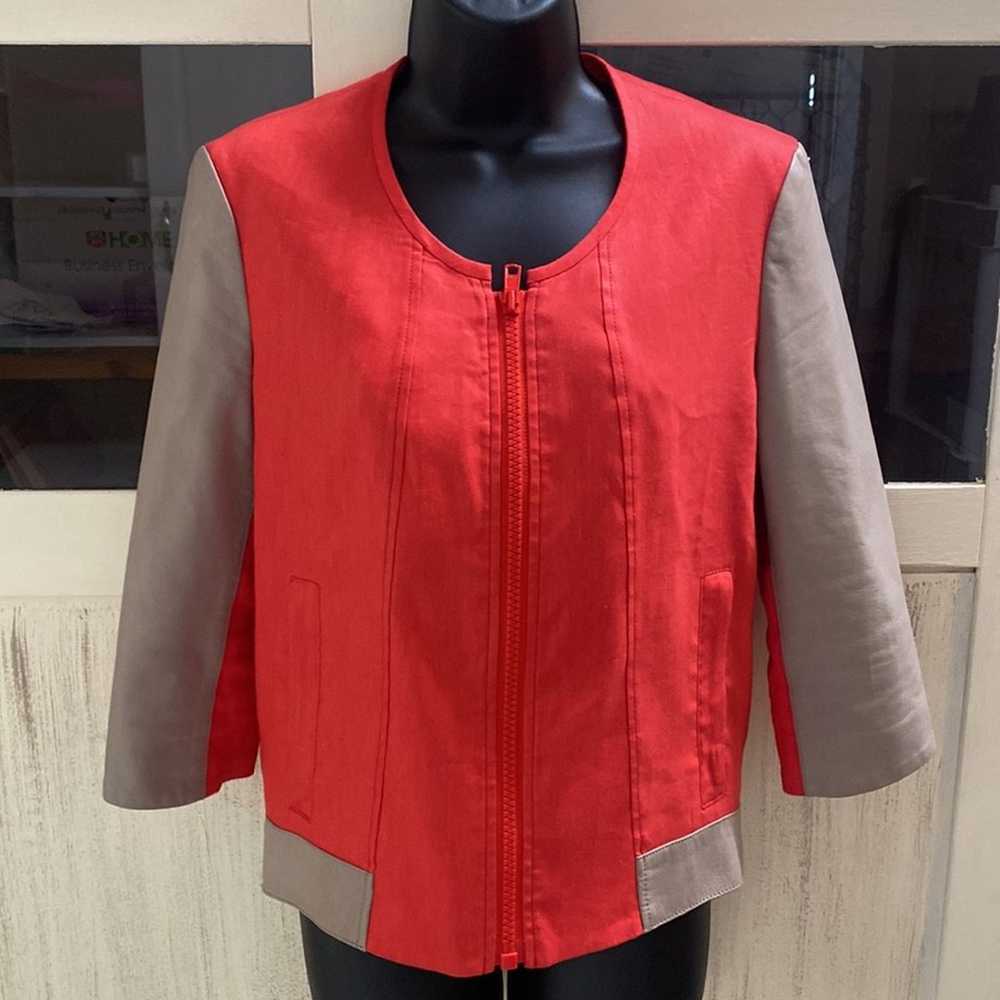 Helmut Lang coral linen and lamb leather jacket - image 3