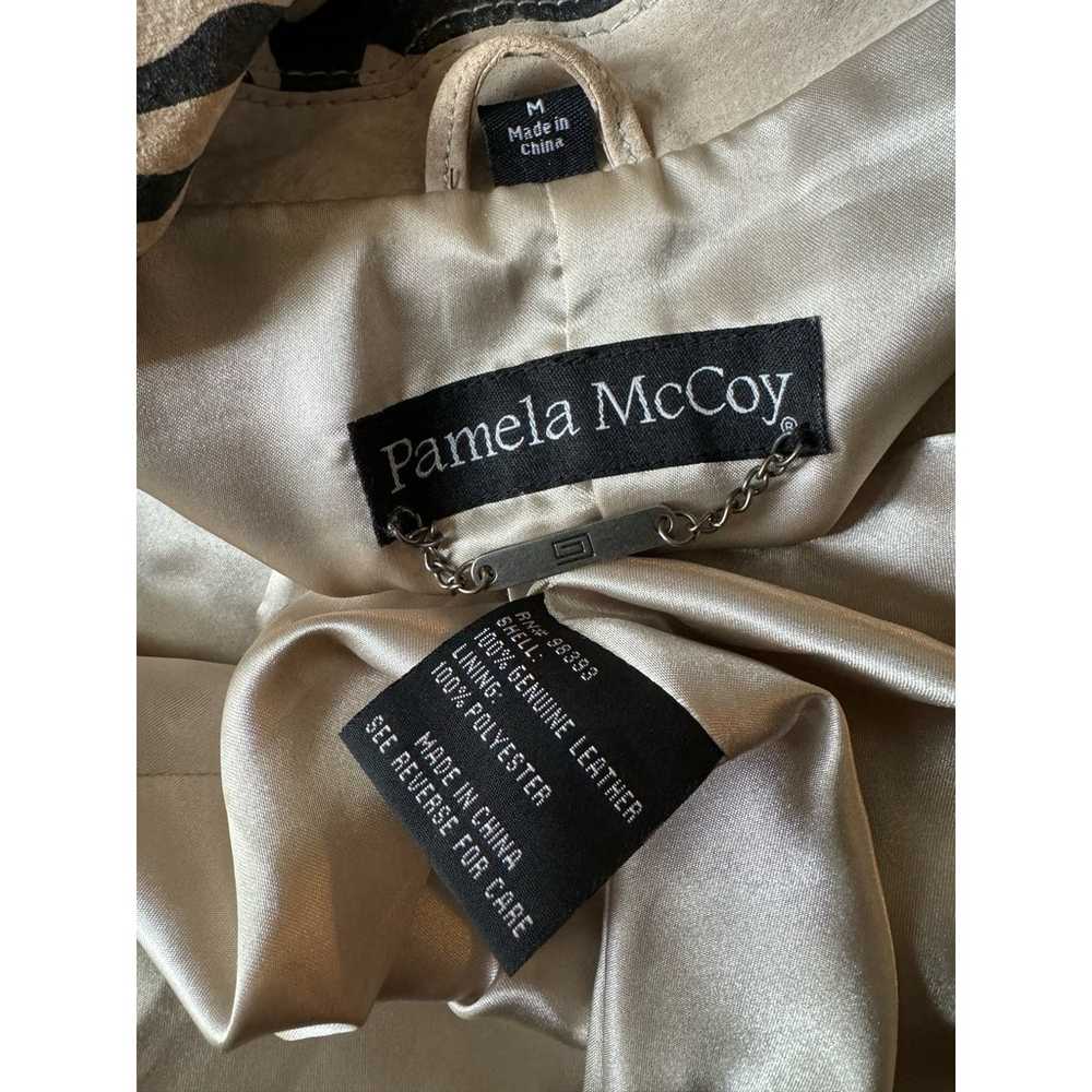 Pamela McCoy Beige Leather Trench Coat with Black… - image 10