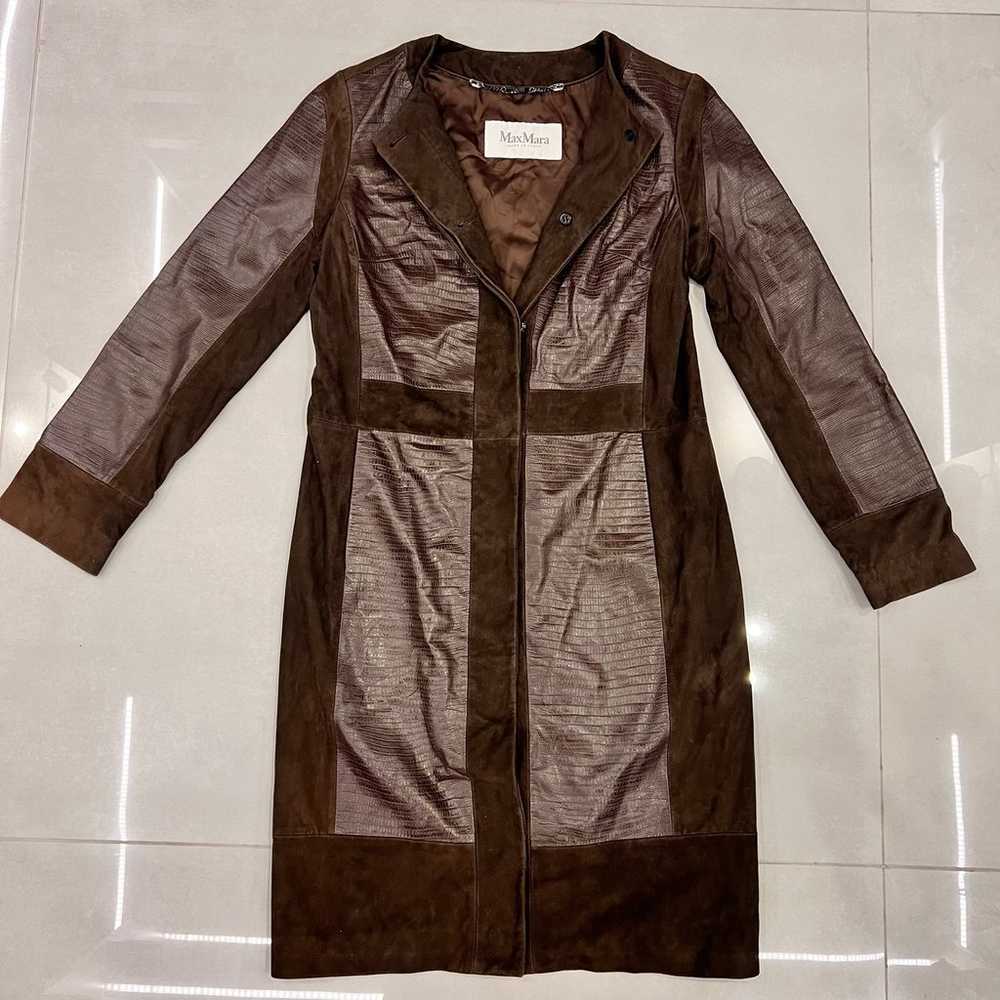 MaxMara leather and suede mix long Coat - image 2