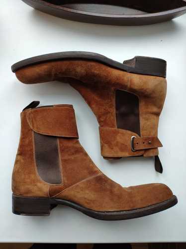 Sergio Rossi - Tan strap chelsea boots.Fits like S