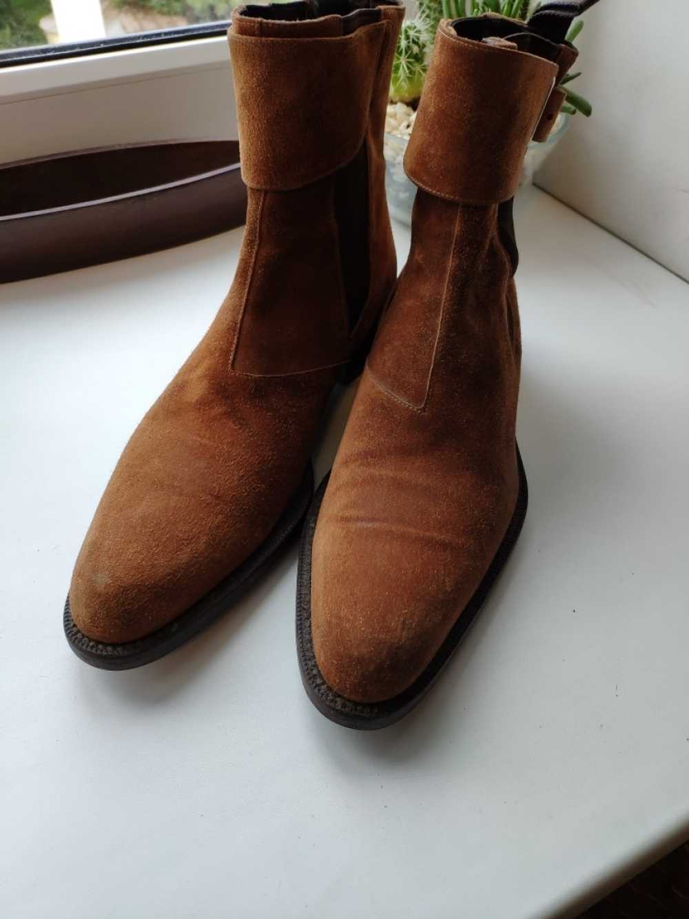 Sergio Rossi - Tan strap chelsea boots.Fits like … - image 3