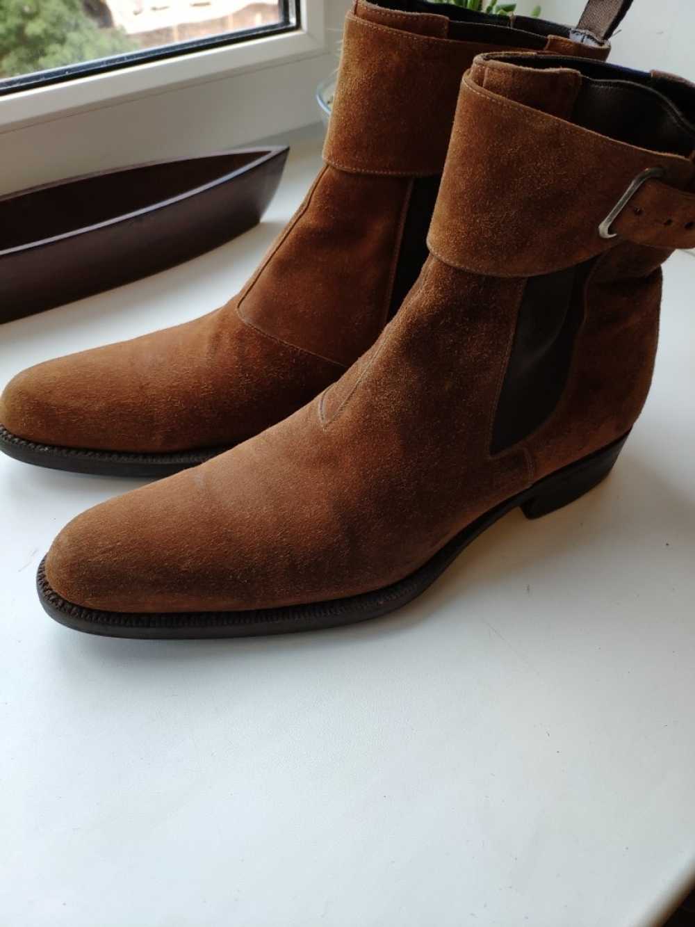 Sergio Rossi - Tan strap chelsea boots.Fits like … - image 4