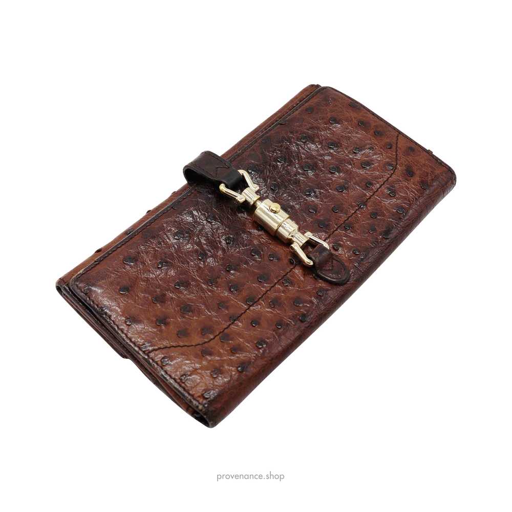 GUCCI Long Wallet - Brown Ostrich Leather - image 3