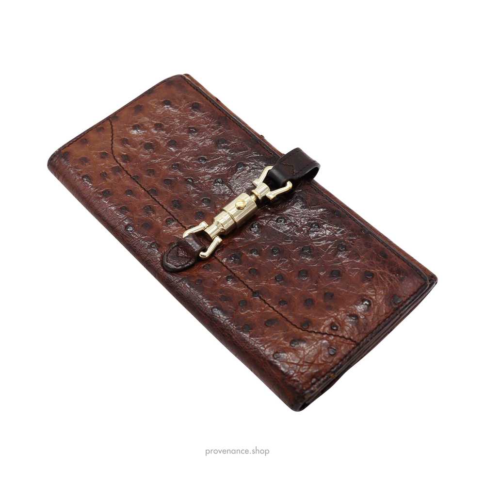 GUCCI Long Wallet - Brown Ostrich Leather - image 4