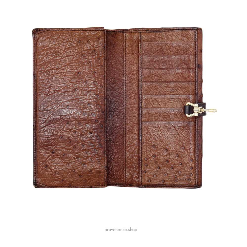 GUCCI Long Wallet - Brown Ostrich Leather - image 6
