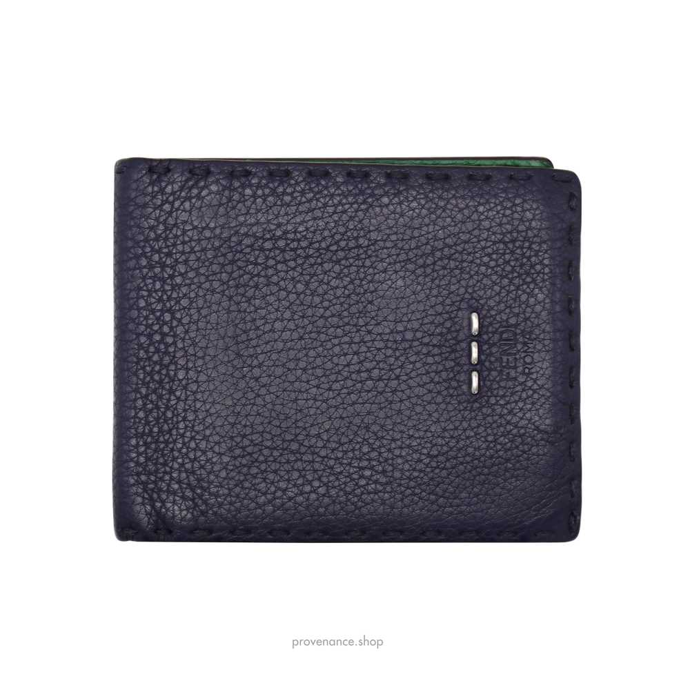 Fendi Selleria Horizontal Wallet - Navy Roman Lea… - image 1