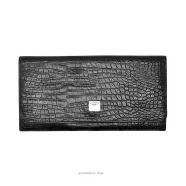 Celine Long Wallet - Black Croc Leather