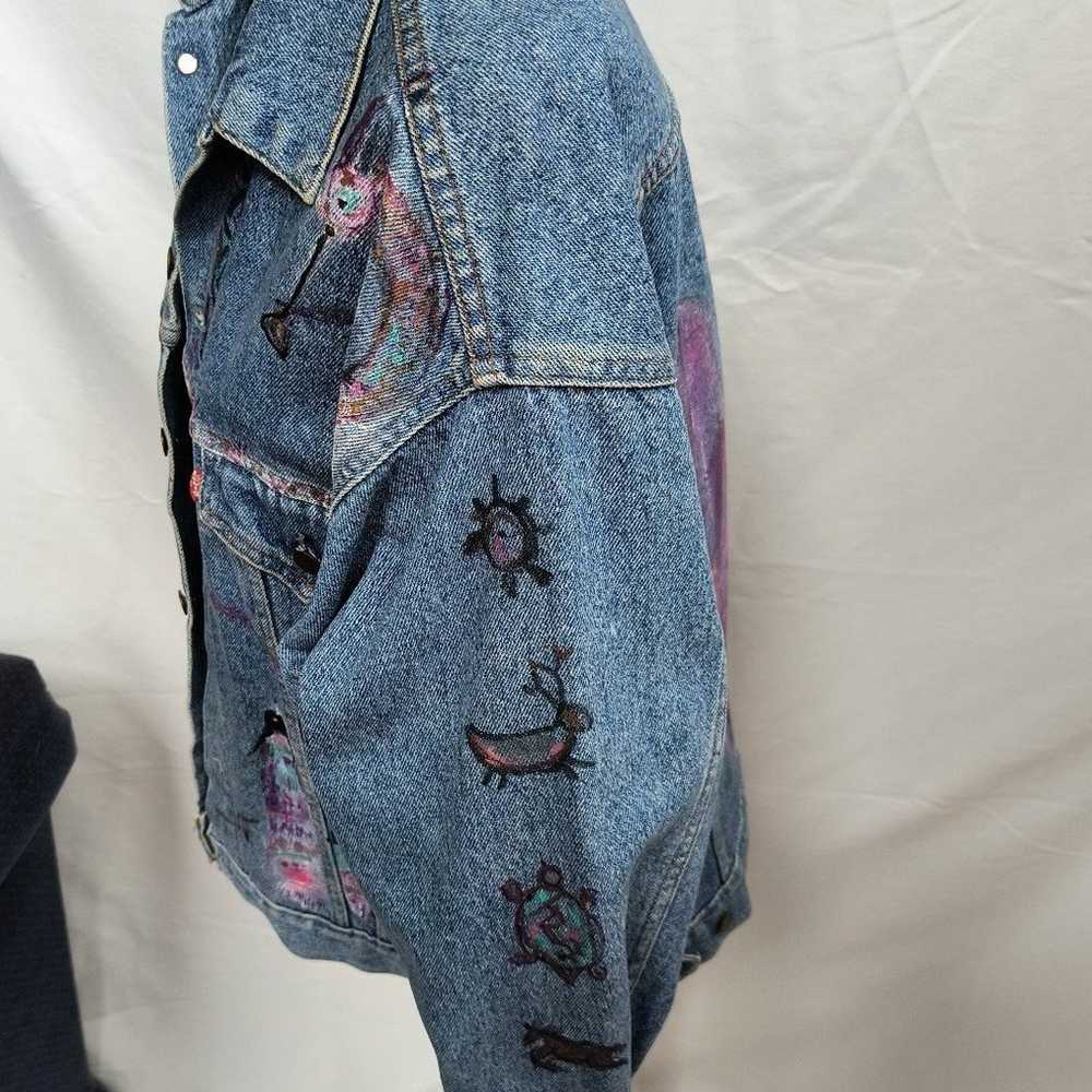 Vintage Levi's Denim Jean Jacket Hand Painted Sou… - image 2