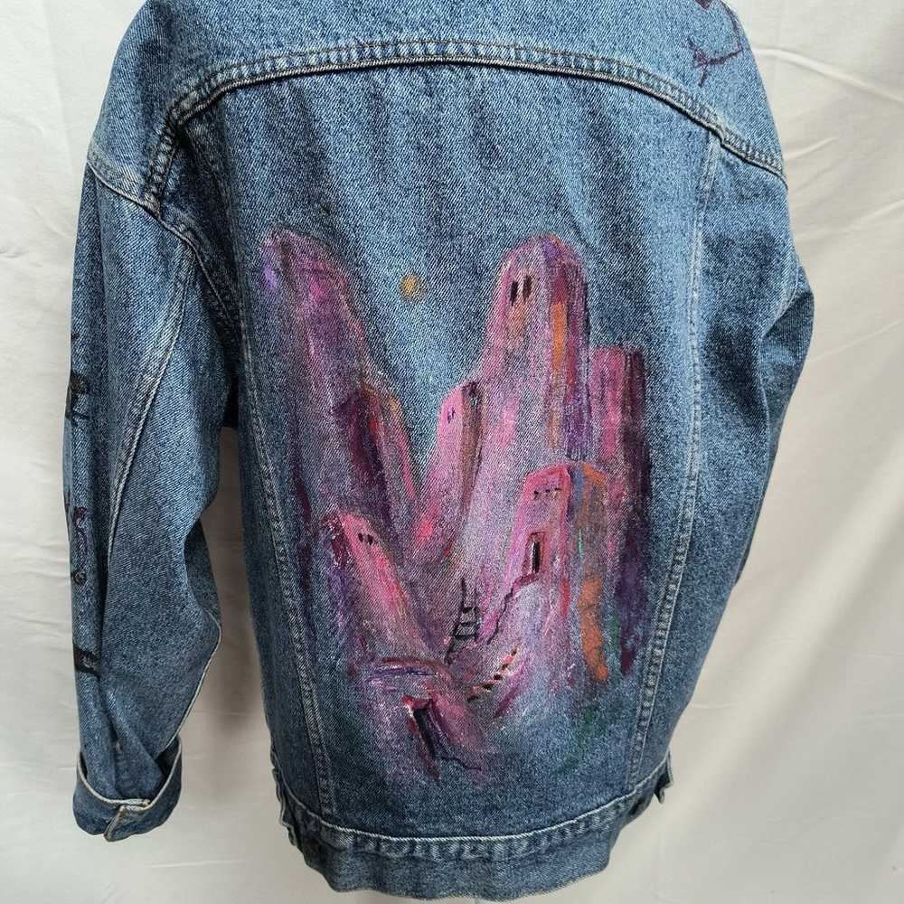 Vintage Levi's Denim Jean Jacket Hand Painted Sou… - image 3