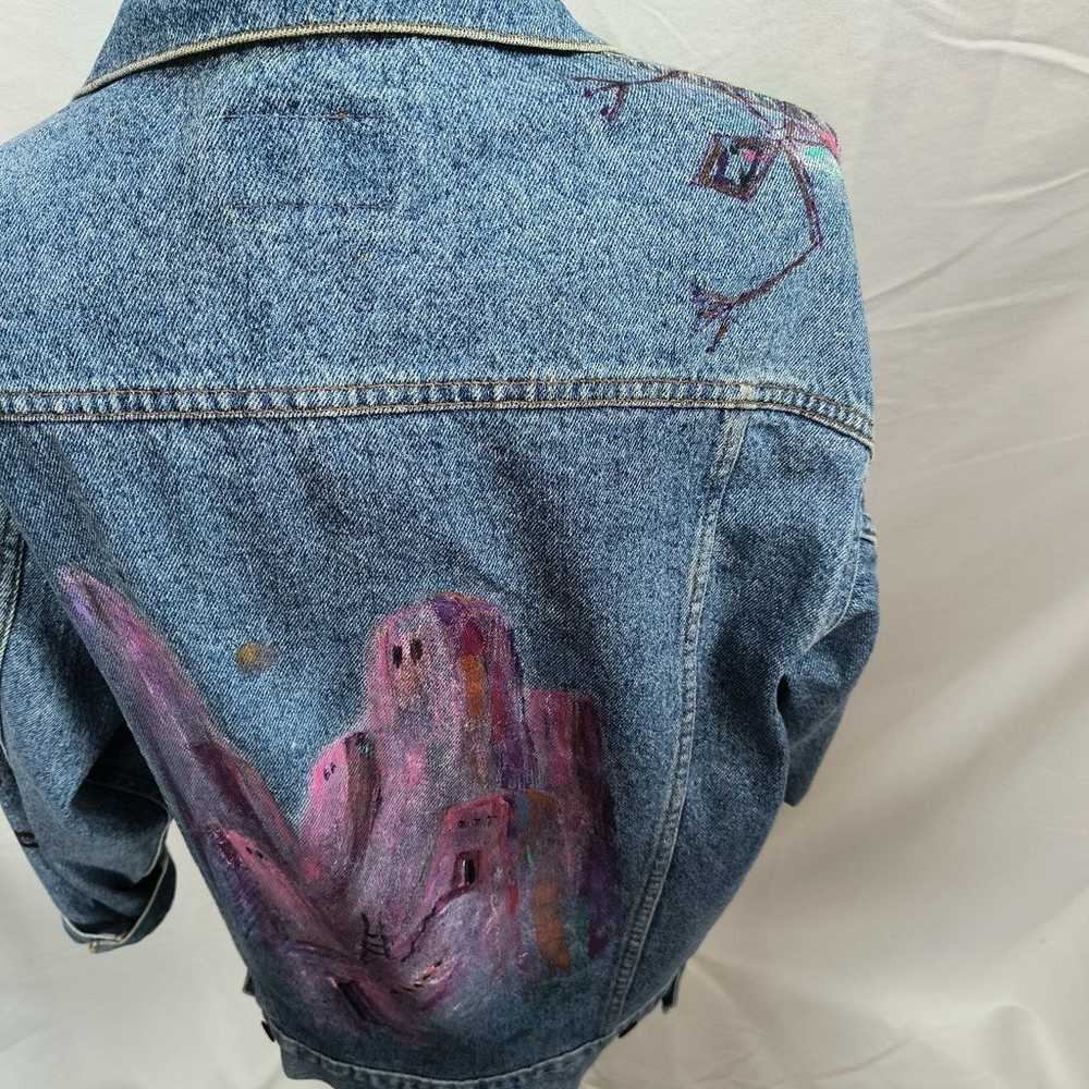 Vintage Levi's Denim Jean Jacket Hand Painted Sou… - image 4