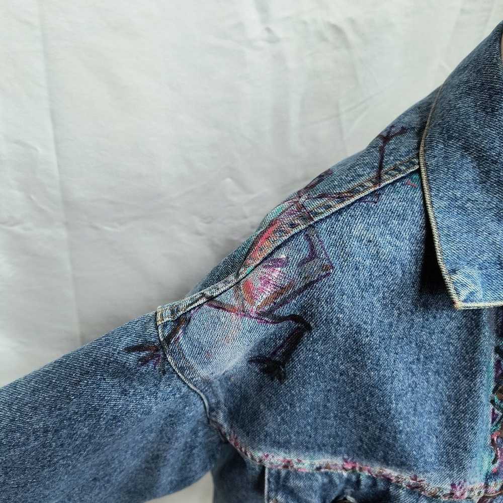 Vintage Levi's Denim Jean Jacket Hand Painted Sou… - image 8