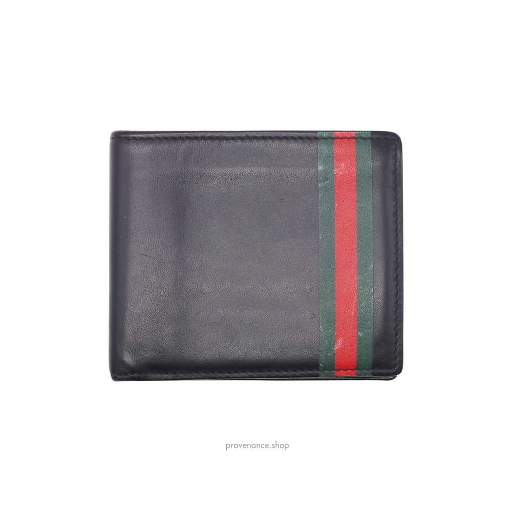 GUCCI Leather Bifold Wallet with Web - Black - image 1