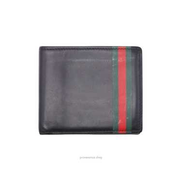 GUCCI Leather Bifold Wallet with Web - Black - image 1
