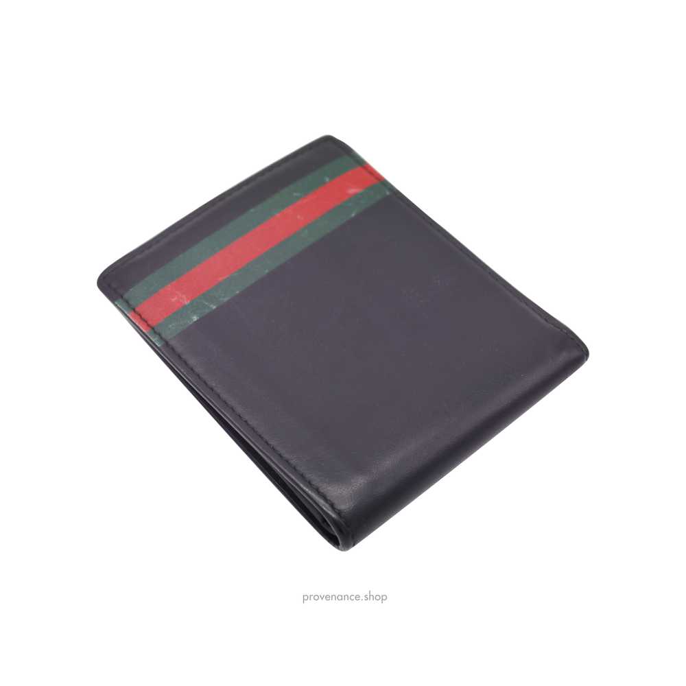 GUCCI Leather Bifold Wallet with Web - Black - image 4