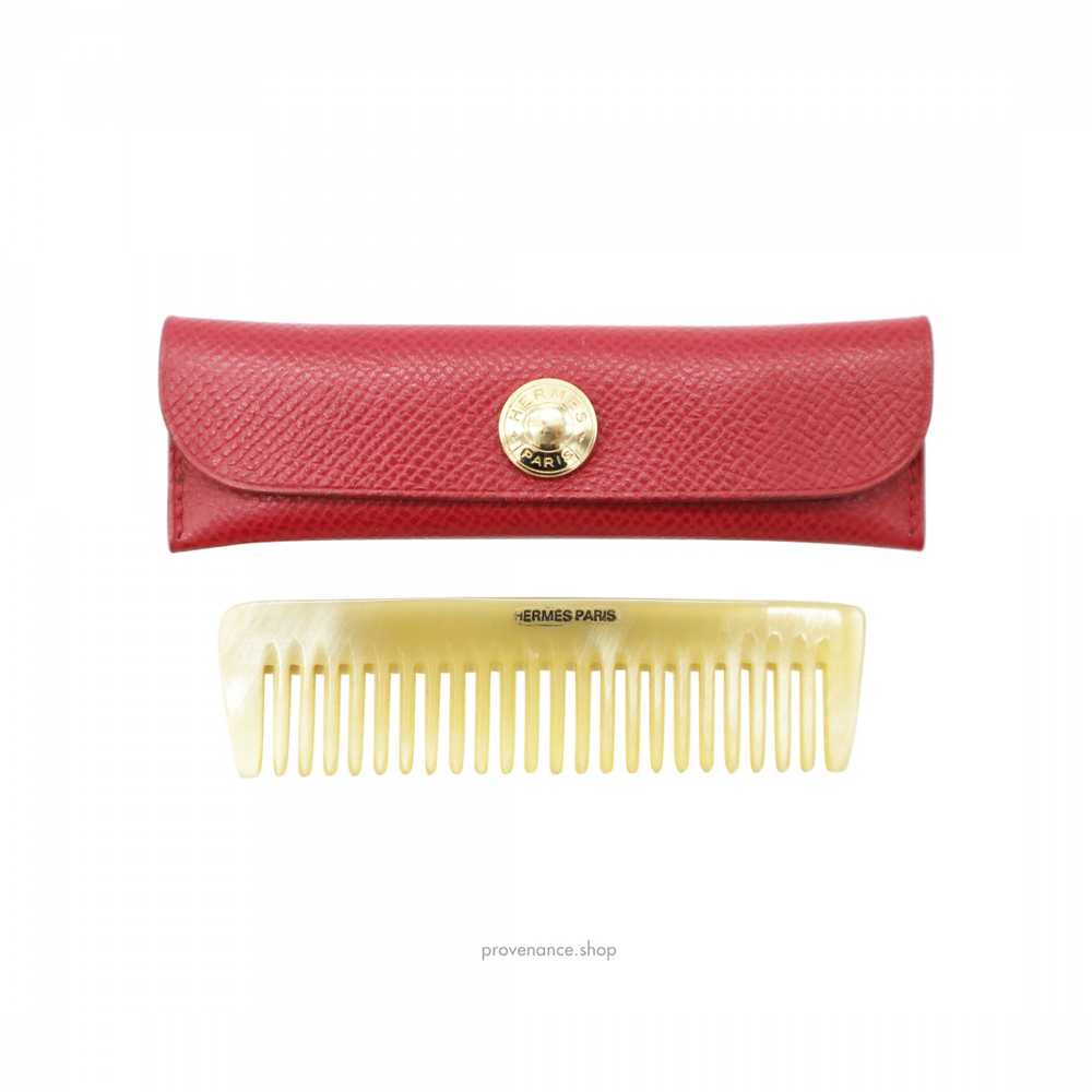 Hermès Comb - Genuine Horn & Red Epsom Leather - image 3