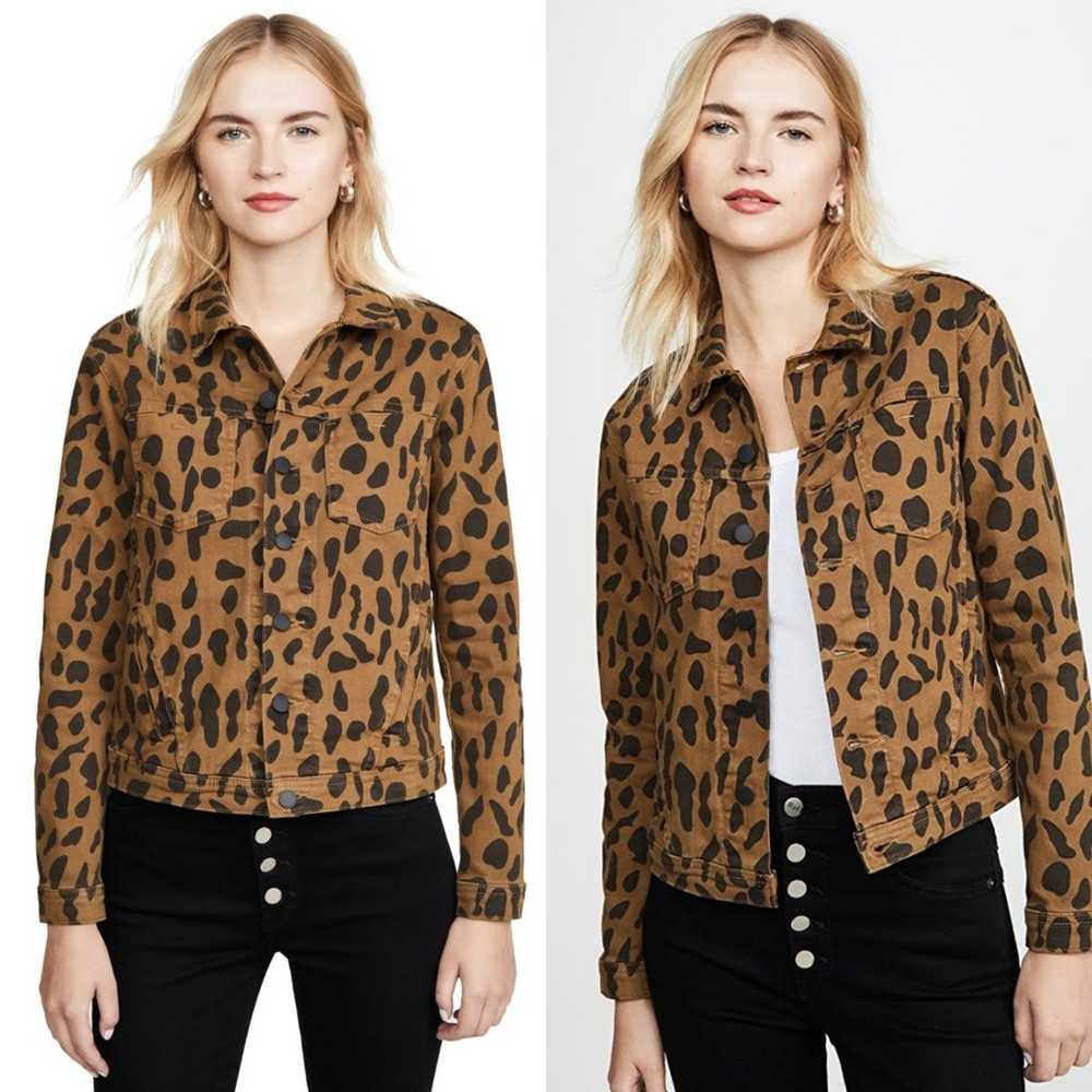 L'agence Cheetah Animal Print Jean Denim Jacket B… - image 1