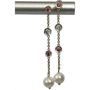 14K Rose Gold and White Gold Diamond and Pearl Dan