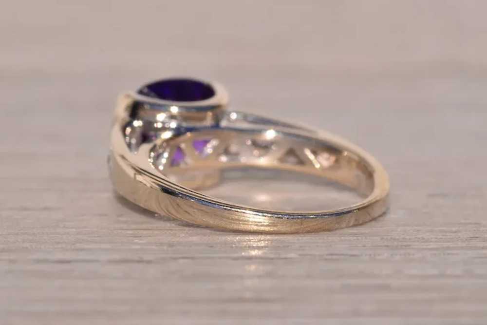 Amethyst Ring with Natural Diamonds in White Gold - image 3