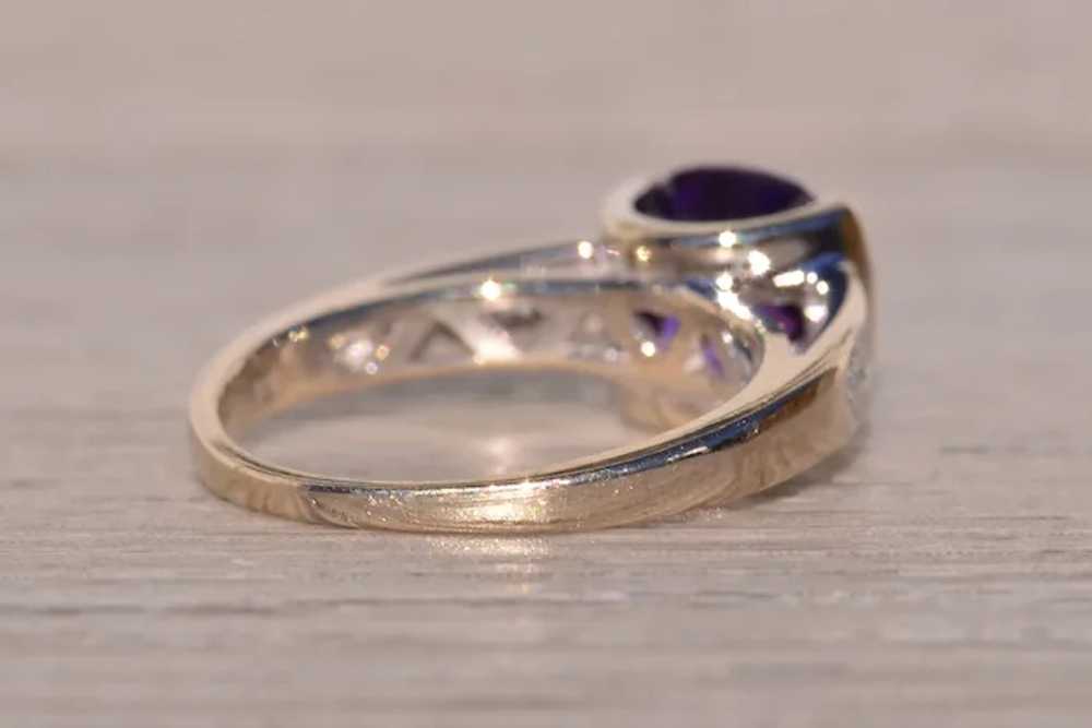 Amethyst Ring with Natural Diamonds in White Gold - image 4