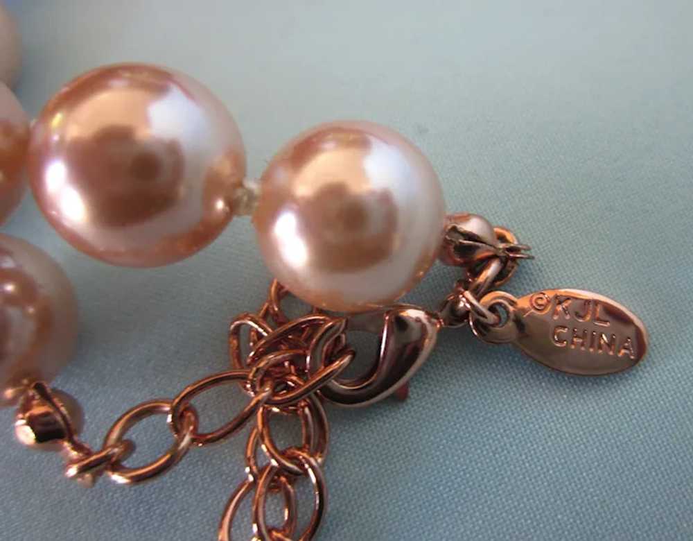 Signed Kenneth Jay Lane Pale Pink Faux Pearl Neck… - image 3