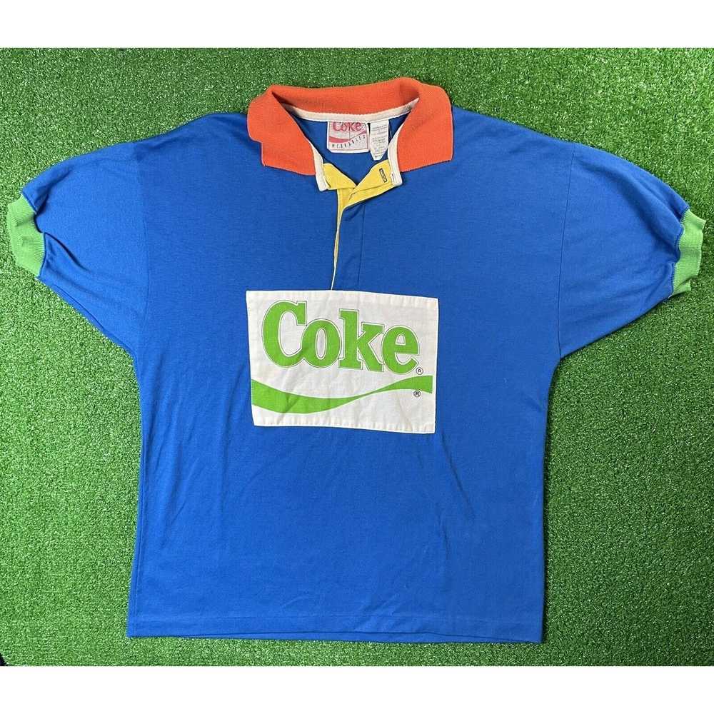 Coca Cola Vintage 80s Coca Cola Coke Blue Medium … - image 2