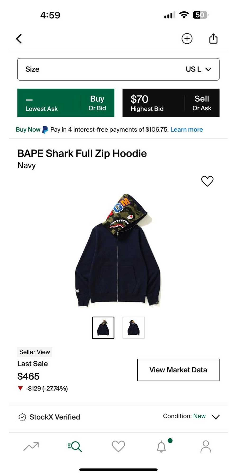 Bape Bape Shark Zip up Camo Hoodie Large - image 10