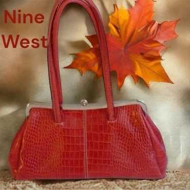 Nine West vintage red faux croc satchel!