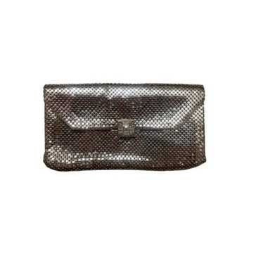 Vintage Whiting & Davis Silver Mesh Clutch with R… - image 1