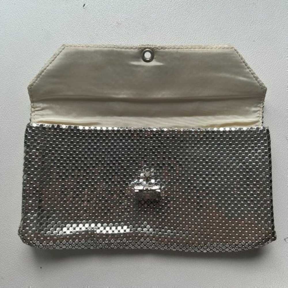 Vintage Whiting & Davis Silver Mesh Clutch with R… - image 2