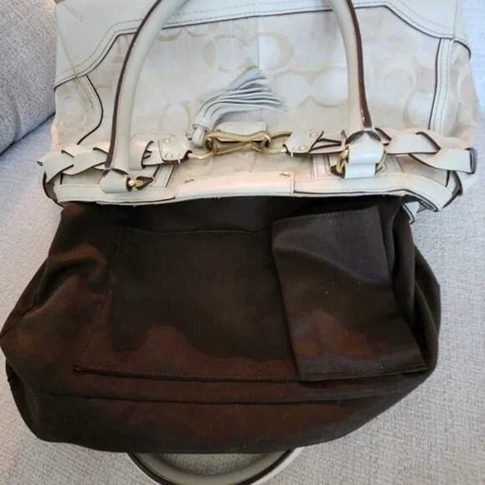 Euc Vintage Coach Hampton Cream & White Leather H… - image 9