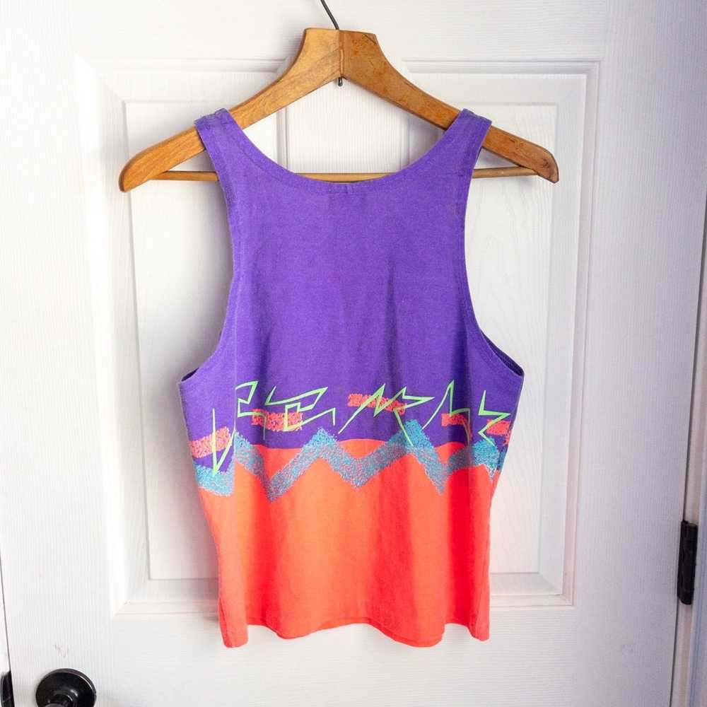 Vintage 80’s neon purple pink and green unisex ta… - image 2