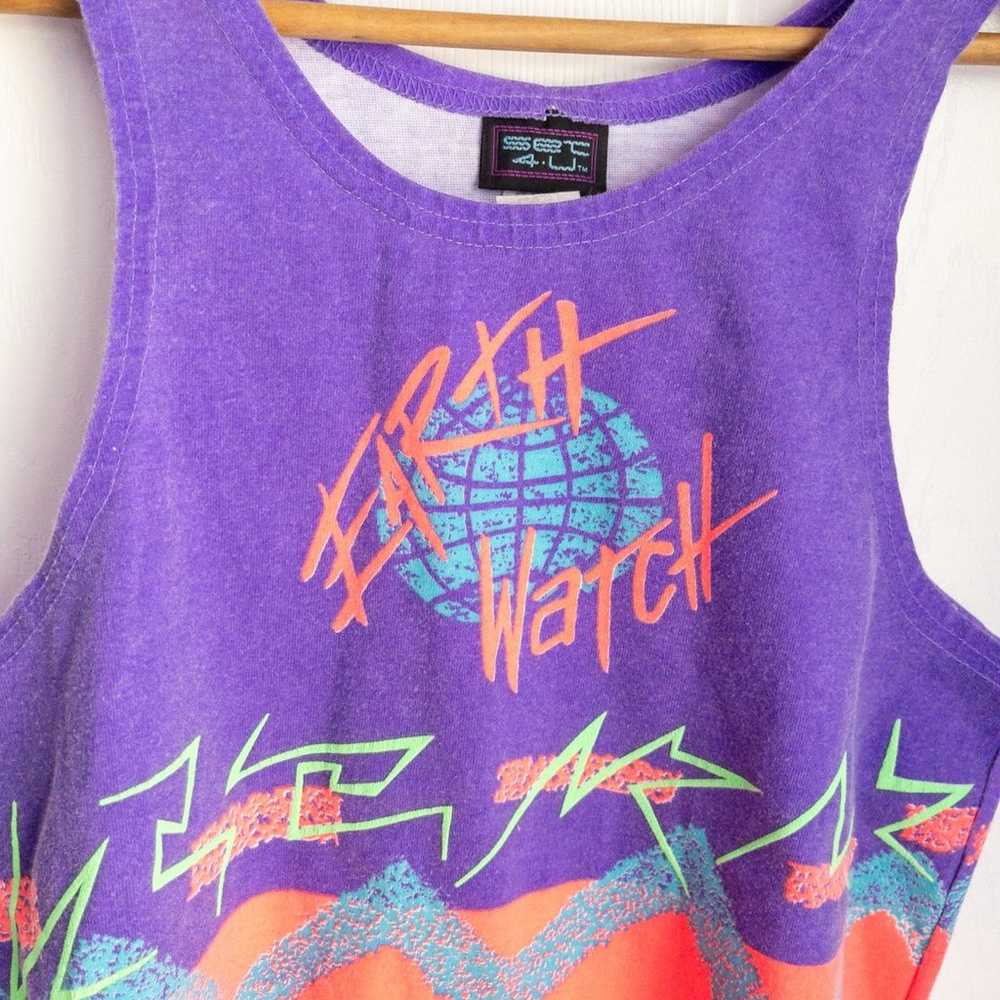Vintage 80’s neon purple pink and green unisex ta… - image 3