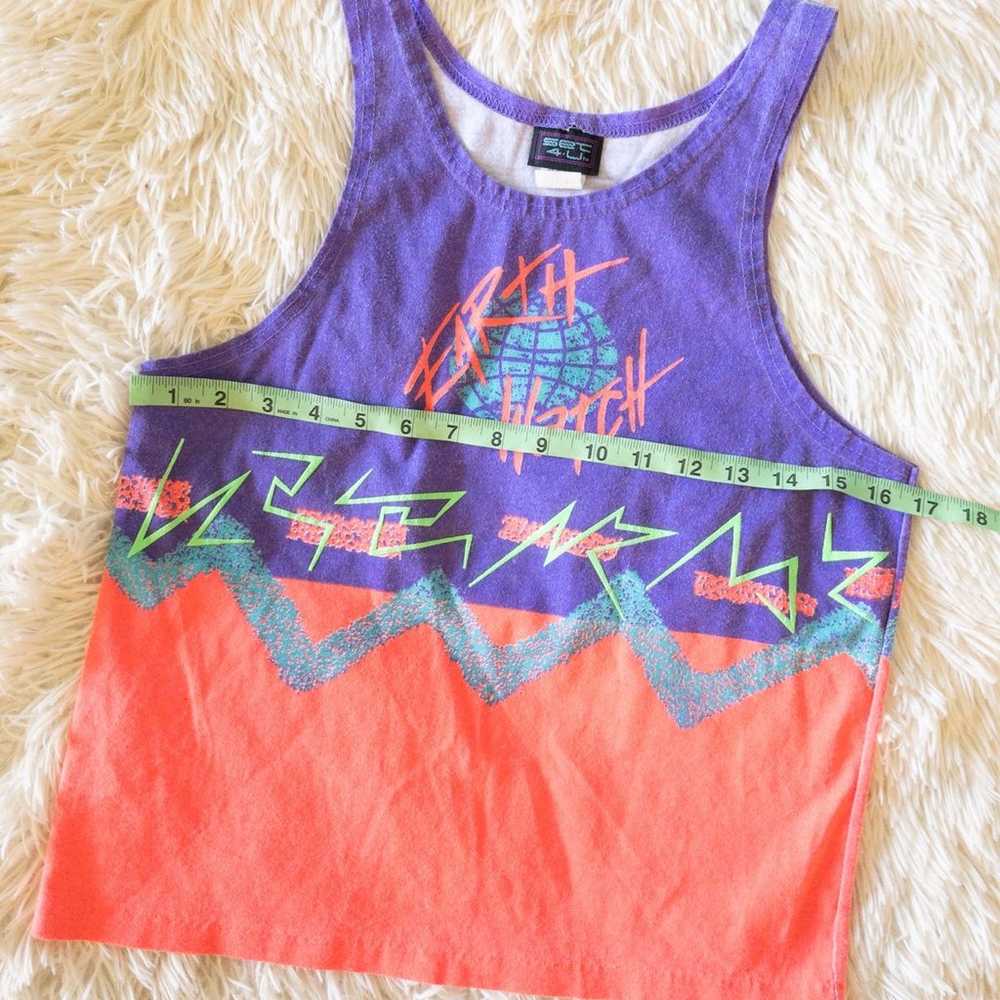 Vintage 80’s neon purple pink and green unisex ta… - image 5