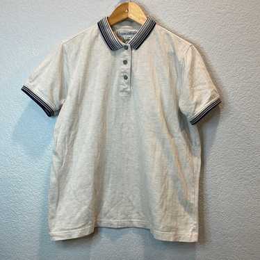Vintage Izod Club Cream & Navy Cotton Polo Size L… - image 1